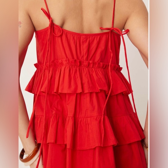 Ruffle tiered mini dress in RED - Picture 3 of 5